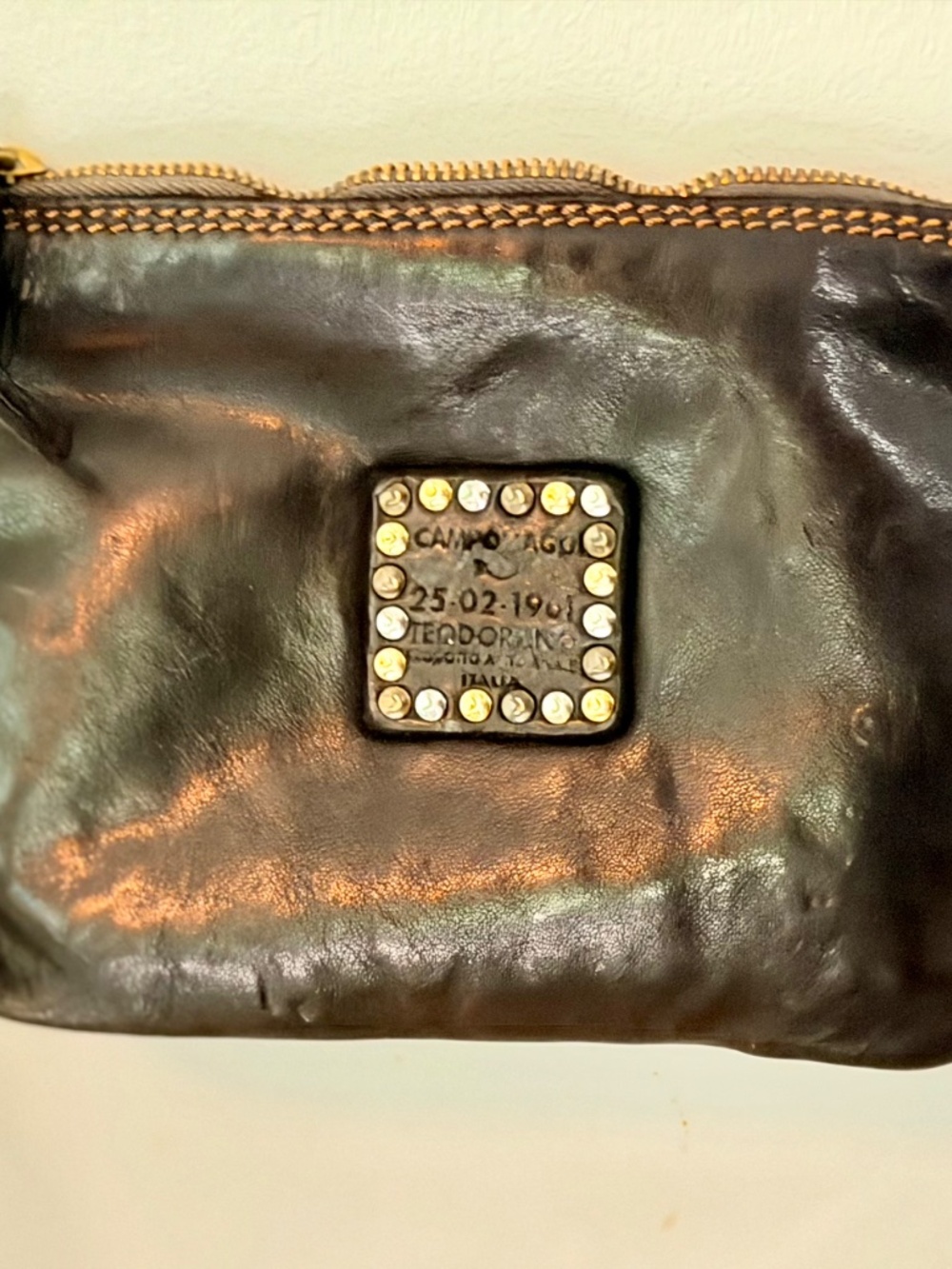 CAMPOMAGGI Italian Studded Leather Purse &Pouch - Picture 9 of 12